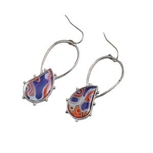 Abstract Colorful and Silver Drop Earrings